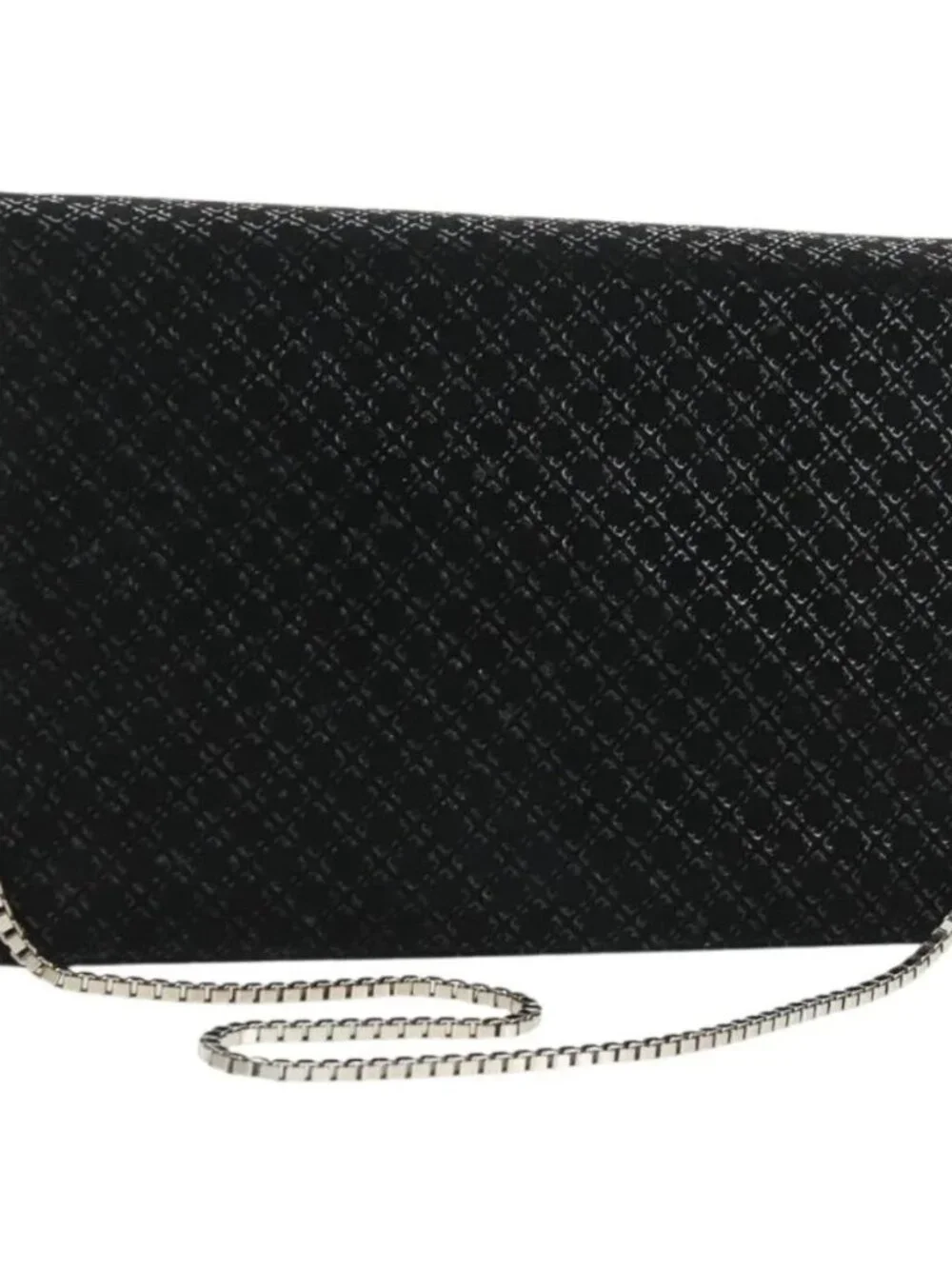 Salvatore Ferragamo Chain Shoulder Bag Suede Black Silver Auth 154248V